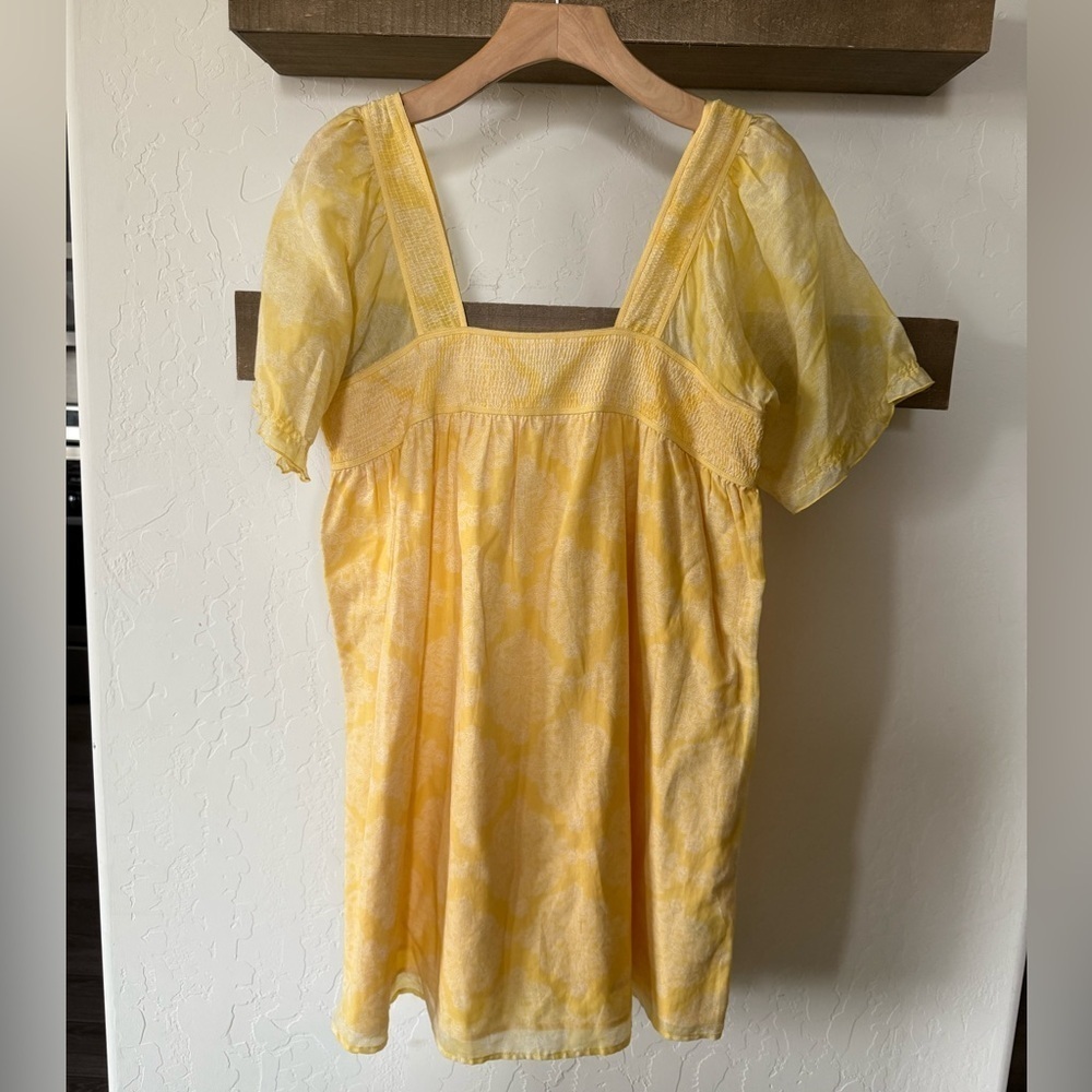 Joie|Pastel Silk Cotton floral sundress in marigold yellow color,babydoll mini•